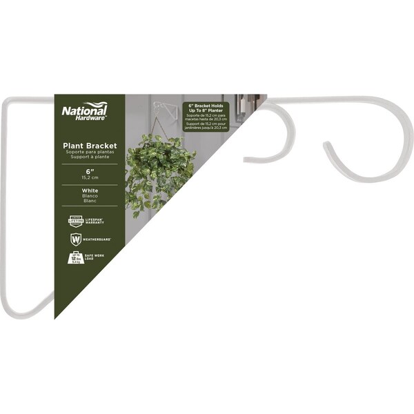 National Hardware 6'' Wht Steel Hanging Plant Bracket N274-522 - main
