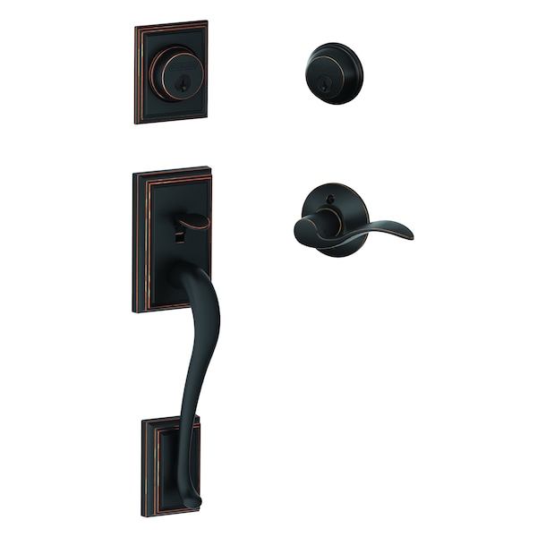 Schlage Residential Left Hand Addison with Accent Lever Double Cylinder Handleset and Trim C Keyway with 12326 F62ADD716ACCLH - main
