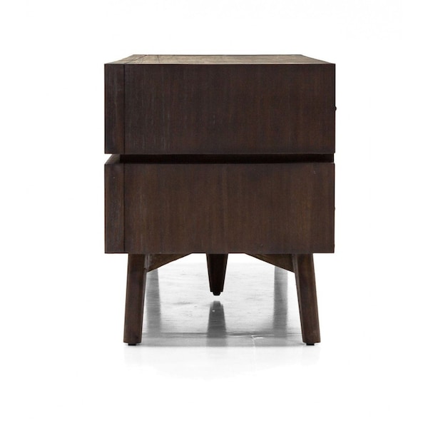 Homeroots 65in Dark Brown Acacia Solid and Manufactured Wood Enclosed Storage TV Stand 473296 - main