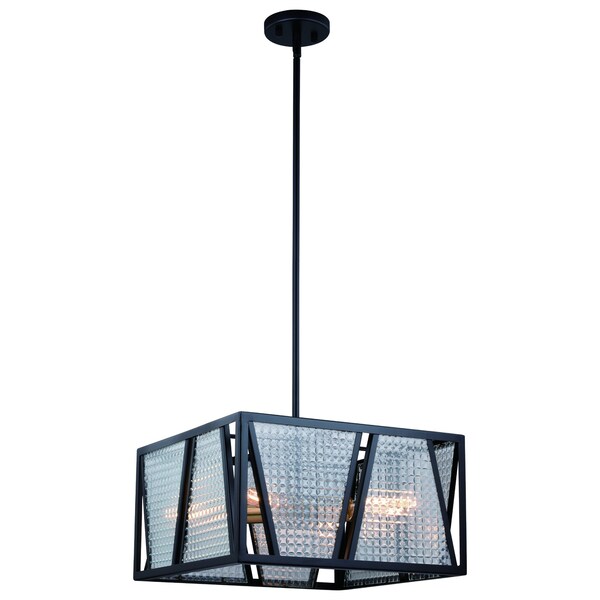 Vaxcel Oslo 16.25-in W Black Geometric Square Semi Flush Mount Ceiling Light Clear Glass P0294 - main