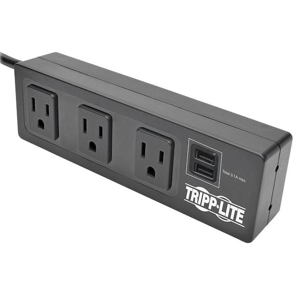 Eaton Tripp Lite Series Protect It 3-Outlet Surge Protector with Mounting Brackets, 10 ft. Cord, 510 TLP310USBS - main