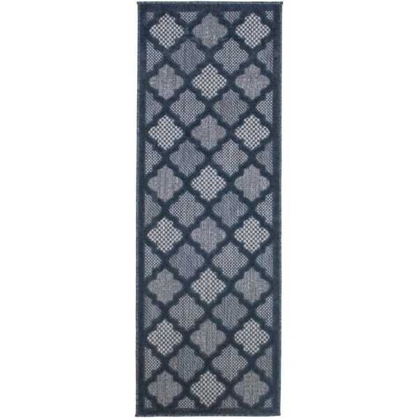 Homeroots 6' Navy Blue And Ivory Geometric Indoor Outdoor Area Rug 556292 - main