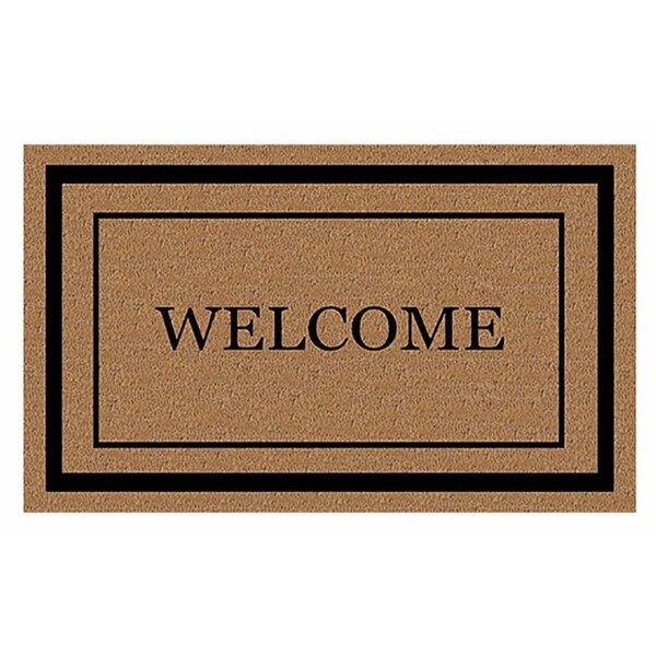Fanmats Door Mat with Border, 30 in L, 18 in W, Black Flocked Pattern, Coir Surface 58773 - main