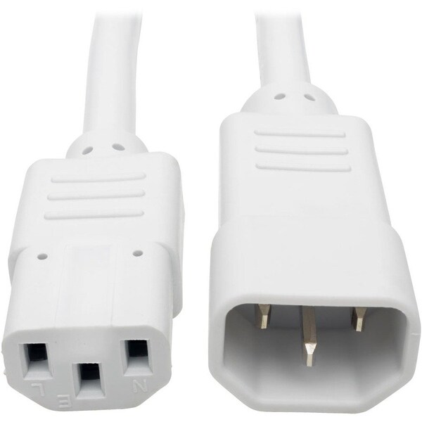 Tripp Lite Computer Power Extension Cord 10A 18AWG C14 to C13 White 3FT 3ft P004-003-AWH - main