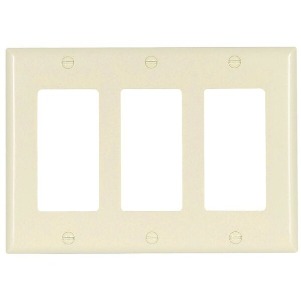 Eaton Wiring Devices 2163 Wallplate, 4-1/2 in L, 6.37 in W, 3 -Gang, Thermoset, Light Almond, High-Gloss 2163LA-BOX - main