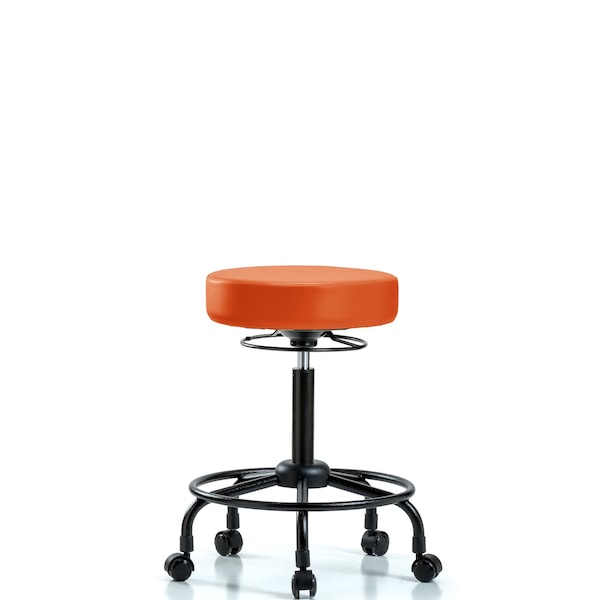 Blue Ridge Ergonomics Bench Stool, Med, Vinyl, RT, Casters, Orange BR-VMBSO-RT-RC-8613 - main