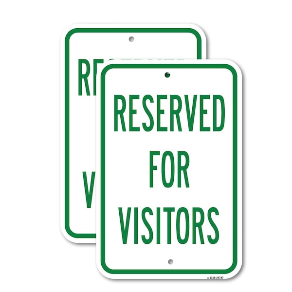 Signmission Reserved For Visitors, 18'' X 24'' 2 Signs, Heavy Gauge Aluminum, 2PK A-1824-2PACK-24787 - main