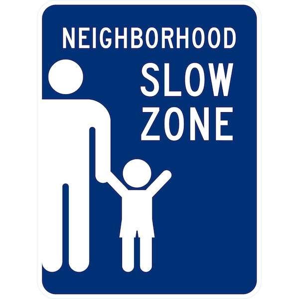 Lyle Neighborhood Slow Zone (W/Graphic), 18x24, High Intensity Prismatic, Blue G-10575-HI_18x24 - main