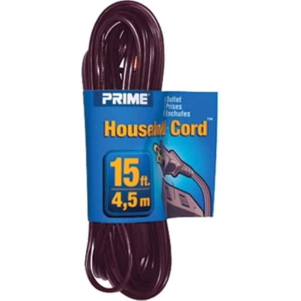 Prime EC670615 15 ft. 16 - 02 - 15 Spt-2 Brown 3-Outlet Household Extension Cord 54732100415 - main
