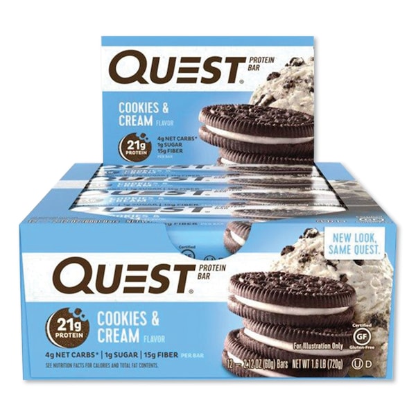 Quest Protein Bars, Cookies and Cream, 2.12 oz Bar, 12PK QUN00018 - main