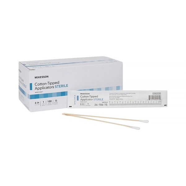 Mckesson Sterile Swabsticks, Cotton Tip, 6 Inch Wood Shaft, Sterile, 1000PK 24-106-1S - main