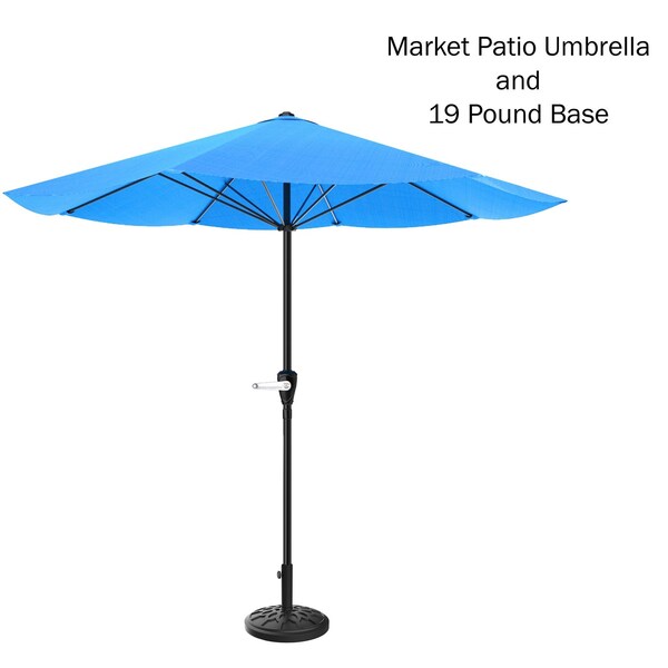 Pure Garden 9-Foot Patio Umbrella with Base, Brilliant Blue 50-LG1033B - main