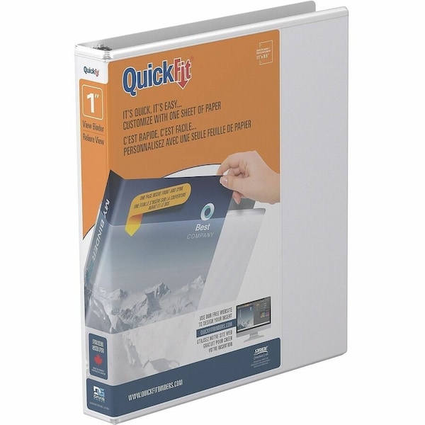 Quickfit View Binder, 3-Ring Binder, Angle D Ring, 1 Inch, White - 1in Binder Capacity - Letter - 8 1/2in x 870100 - main