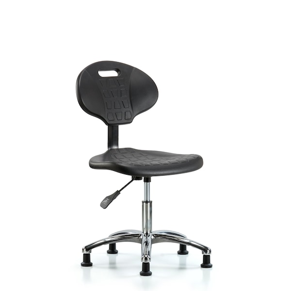 Blue Ridge Ergonomics Desk Chair Erie Desk Chair, Chrome, Glides, No Arms, 17-1/2" to 22-1/2" Height, Black; Blue BR-TPDHCH-CR-A0-RG - main