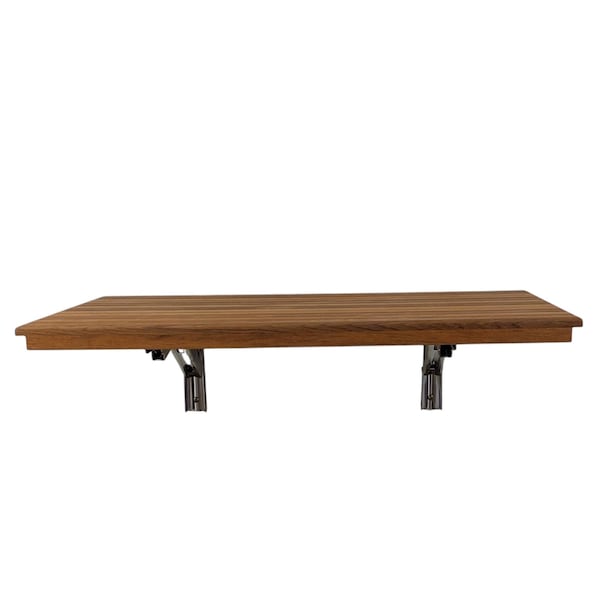 Homeroots 16" X 28" Brown Teak Wall Mount Rectangular Shower Bench 549374 - main