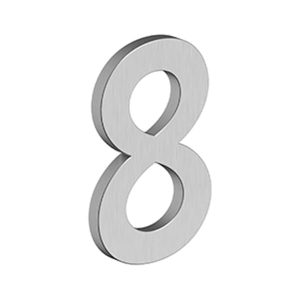 Deltana 4 Stainless Steel House Number 8 with Risers Satin Stainless Steel Finish RNB8U32D - main