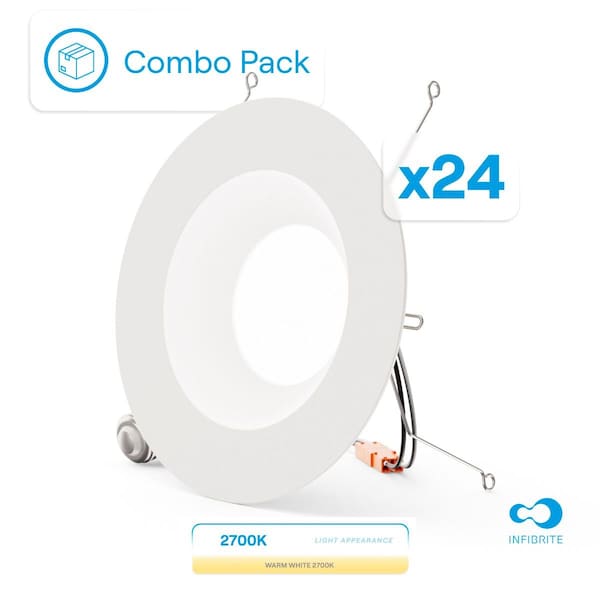 Infibrite 6 In. Retrofit 2700K Soft White LED Recessed Light 12W 1100LM, Dimmable, Wet Rated, 24PK IB-006-2-12W-WH-24PK - main