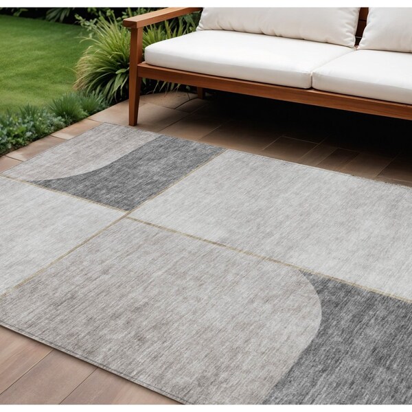 Homeroots 8' X 10' Taupe Beige And Gray Abstract Washable Indoor Outdoor Area Rug 582911 - main