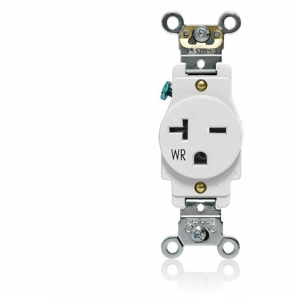 Leviton Single Receptacle Outlet, 20A, White, 250V W5461-W - main