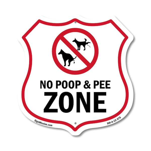 Signmission Dog Poop Shield Sign No Poop & Pee Zone, 12 Inch X 12 Inch, Aluminum Metal Sign SHI-A-12-375 - main