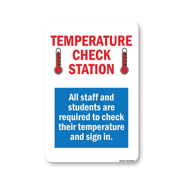 Signmission Public Safety Sign, Temperature Check Station, 10in X 7in Aluminum Sign, OS-NS-A-710-25434 OS-NS-A-710-25434 - main