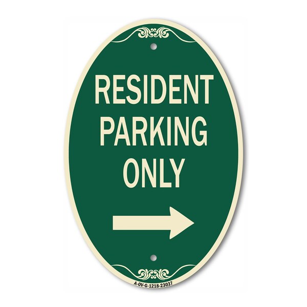 Signmission Reserved Parking Sign Resident Parking Only , 12 In X 18 In Architectural, Heavy Gauge Aluminum A-OV-G-1218-23037 - main