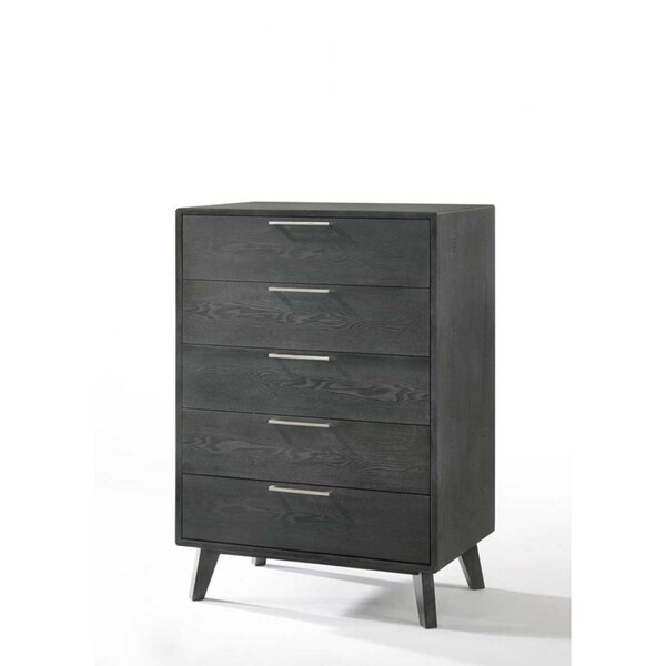 Homeroots 30" Grey Wash Solid Wood Five Drawer Chest 473065 - main