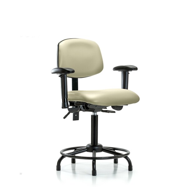 Blue Ridge Ergonomics Bench Chair, Vinyl, RT, AA, Glides, Wht, 6-Way Adjustable, 22" to 29" Height, Adobe White BR-VMBCH-RT-T0-A1-RG-8501 - main