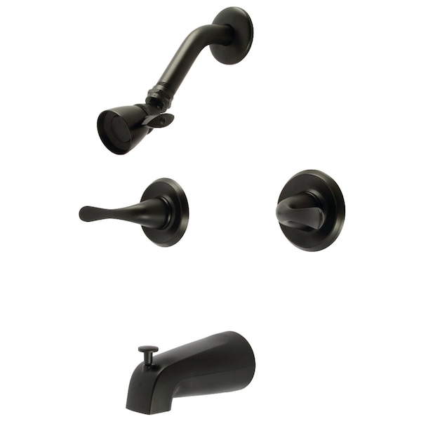 Kingston Brass Double-Handle Tub and Shower Faucet, Matte Black KB2240YL - main