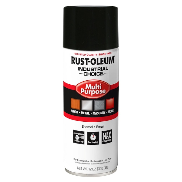 Rust-Oleum Spray Paint, Black, Gloss, Solvent, 12 oz 1679830V - main
