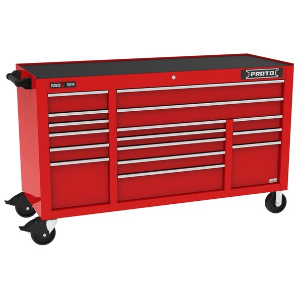 Proto 550 Series Rolling Tool Cabinet, 16 Drawer, Red, 67 in W x 25-1/4 in D x 41 in H J556741B-16RDPD - main