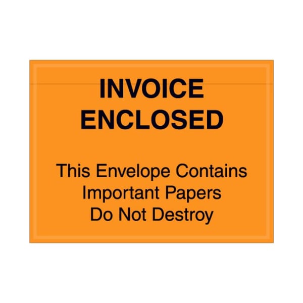 Zoro Select Packing List Envelopes, Orange, PK1000 PL416 - main