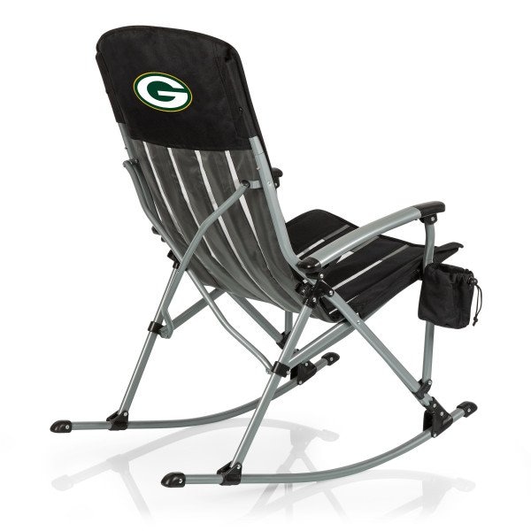 Picnic Time Family Of Brands Green Bay Packers - Outdoor Rocking Camp Chair, (Black) 805-01-175-124-2 - main