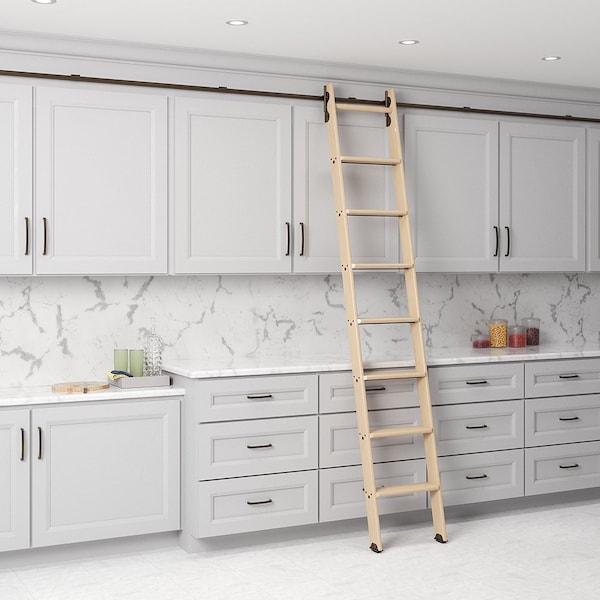 Quiet Glide 8.06 ft. Maple No Wheel Bronze Hook Removable Ladder, 12 ft. Rail QG.330-8MA-12-H.07 - main