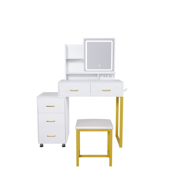 Homeroots 32" White Wood Lighted Five Drawer Dresser 714253 - main