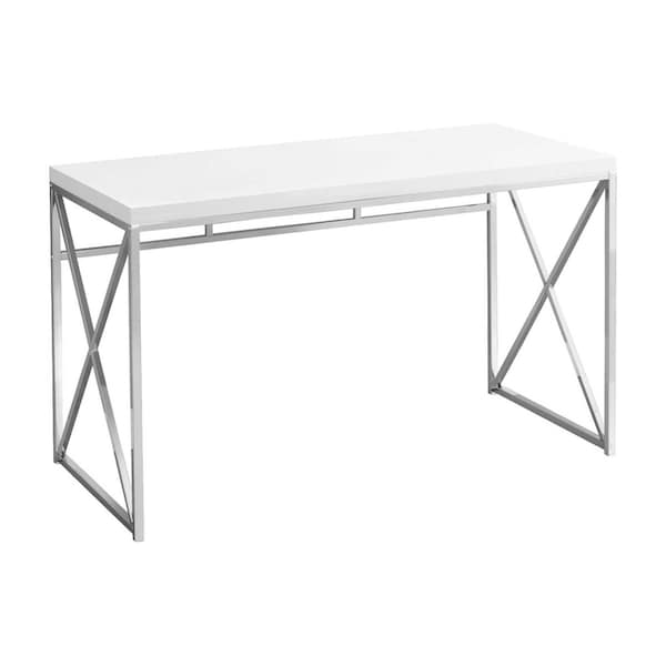 Homeroots 47" White and Silver Computer Desk 333408 - main