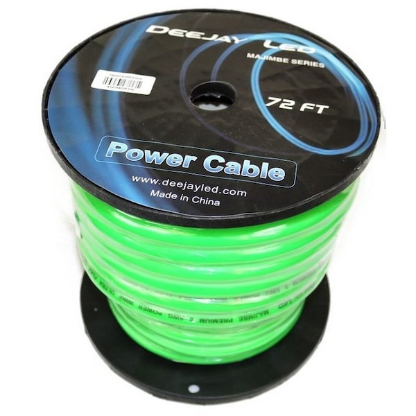 Deejay Led 72 Foot Zero gauge thick type power cable for heavy current usage GREEN TBH072GREENMIX - main