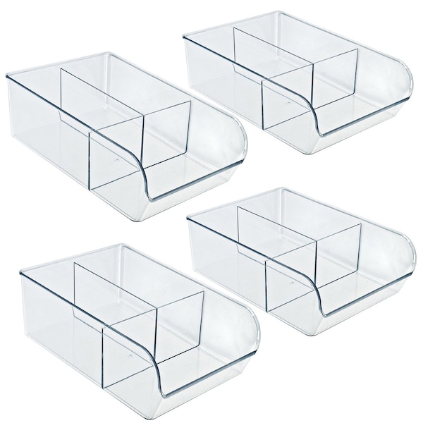 Azar Displays Clear Storage Bin with Dividers, 4PK 556752-4PK - main