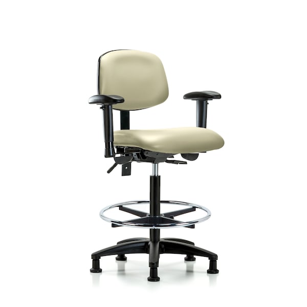 Blue Ridge Ergonomics Chair, Poly, Med Bench, Chrome Tilt CF Cast, 6-Way Adjustable, 26" to 35" Height, Adobe White BR-VHBCH-RG-T1-A1-CF-RG-8501 - main