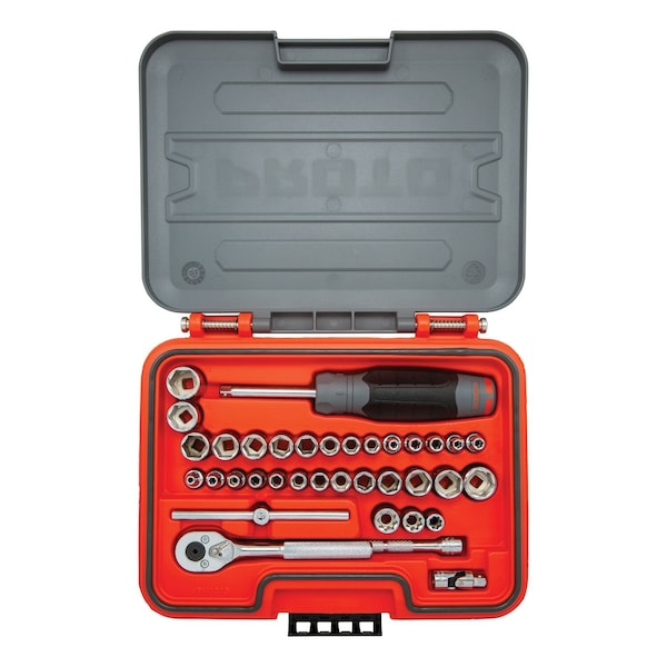 Proto 1/4 in Drive Socket Set Metric, SAE 36 Pieces 1/8 in to 5/8 in, 4 mm to 16 mm , Chrome J47336S - main