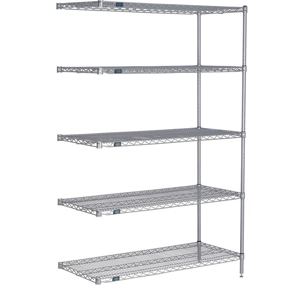 Global Industrial Nexel 5 Shelf, Nexelate Silver Epoxy Wire Shelving Unit, Add On, 54"W x 14"D x 63"H B3151943 - main