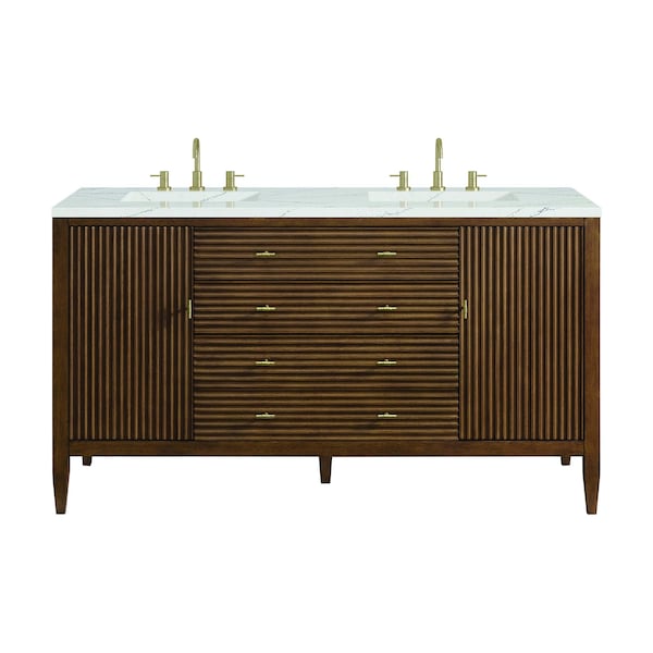 James Martin Vanities Myrrin 60'' D Vanity, Mid Century Walnut w/ Ethereal Noctis Silestone Top w/ Wireless Charger 485-V60D-WLT-FENC - main