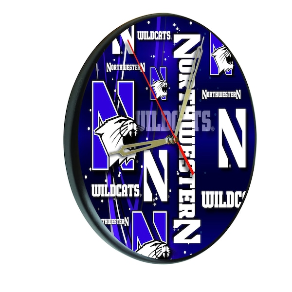 Holland Bar Stool Co Northwestern University 13" Solid Wood Clock WClkPBlkNthwst - main