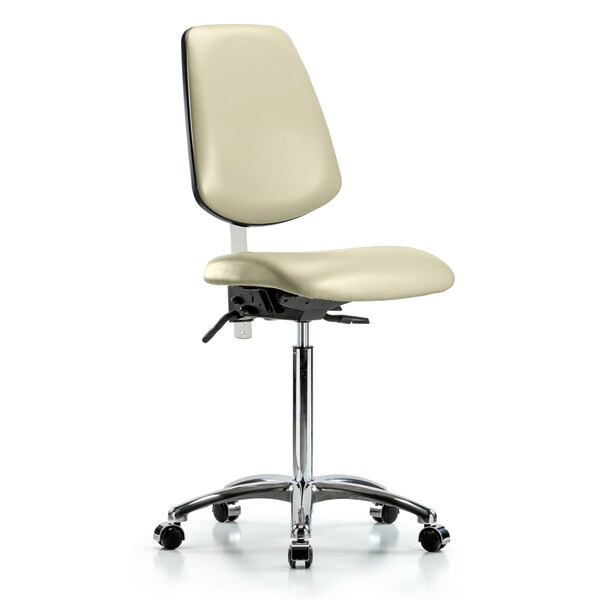 Blue Ridge Ergonomics Clean Room Chair Vin Med Ben Chair, Med, Bk, Wht, CL100, No Arms, 22" to 29" Height, Vinyl, Adobe White BR-NCR-VMBCH-MB-CR-T0-A0-NF-CC-8501 - main