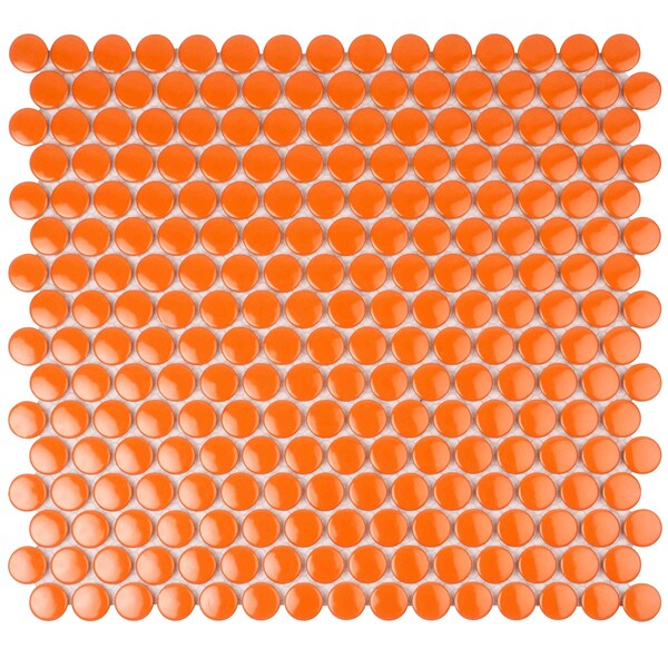 Apollo Tile Cirkel 11.46 in. x 12.4 in. Glossy Orange Porcelain Mosaic Wall and Floor Tile 9.87 sqft/case, 10PK ORB88013ORGA - main