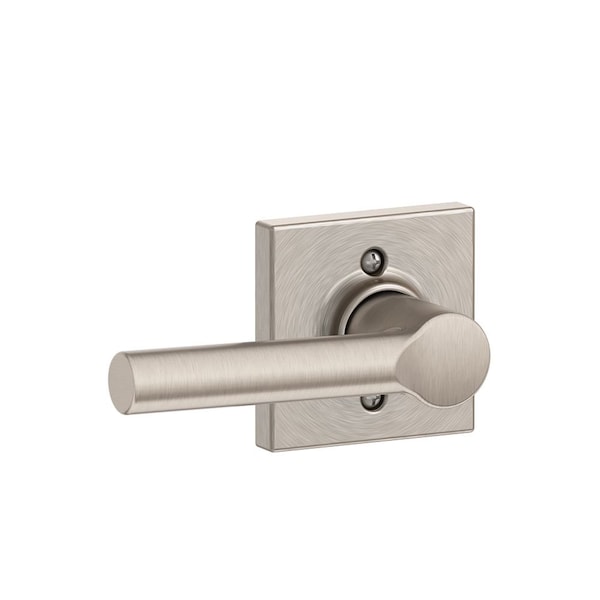 Schlage Residential Broadway Lever with Collins Rose Half Dummy Satin Nickel Finish F170BRW619COL - main
