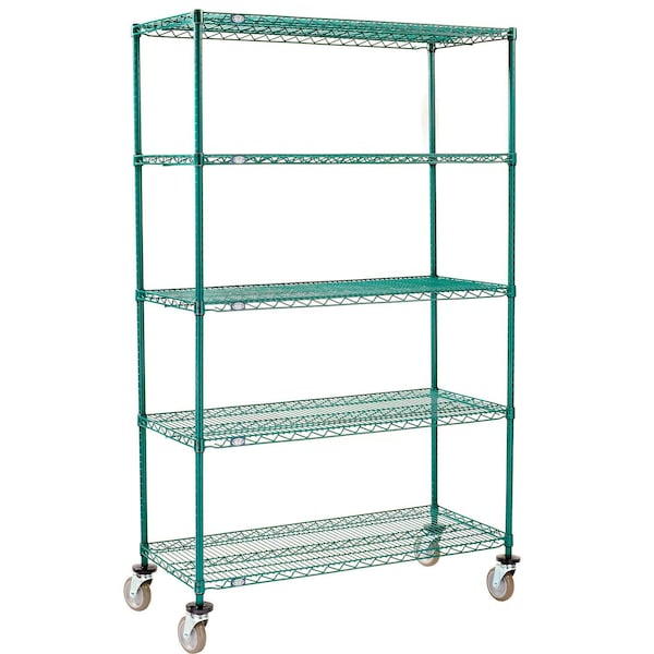 Global Industrial Nexel 5 Shelf Truck, Poly-Green, 60"W x 24"D x 80"H, Polyurethane Swivel Casters B3157992 - main