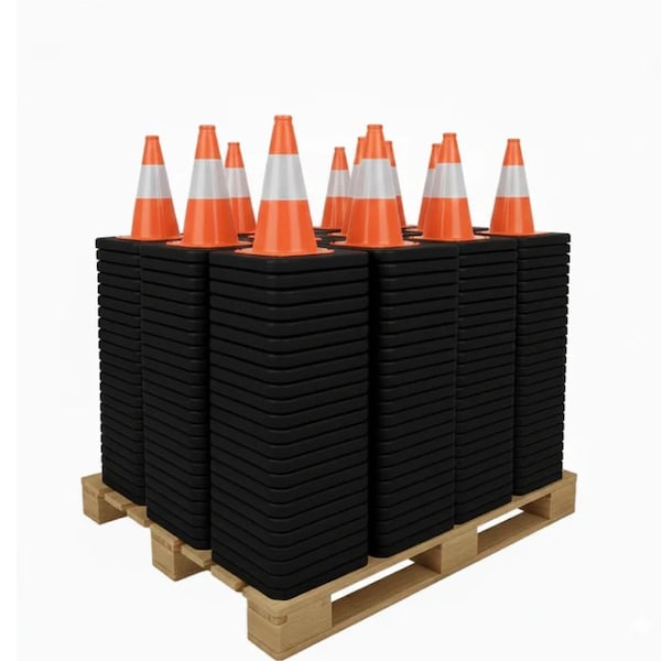 Traffic Kontrol 12in Traffic Safety Cone, 1.7Lbs, Orange, 4in Hi Intensity Reflective Collar, Bulk Pallet, 787PK TKTC-12-1.7-OR-1C-787 - main