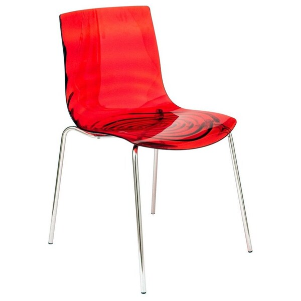 Leisuremod Astor Water Ripple Design Dining Chair, Transparent Red AC20TR - main
