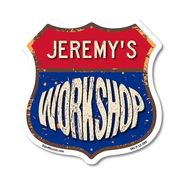 Signmission Jeremy's Workshop, 12 Inch X 12 Inch, Plastic Sign SHI-P-12-489-JEREMY - main